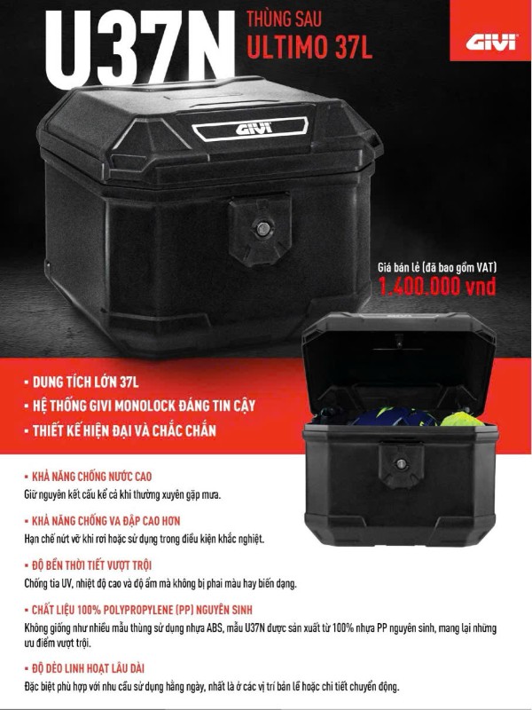 ĐÁNH GIÁ VỀ THÙNG GIVI U37N ULTIMO 37L