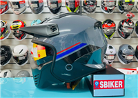 MŨ 3/4 EGO E51 CÓ HÀM RỜI XÁM GRAY SỌC XANH