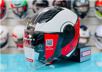 NÓN 3/4 LS2 OF616 1 KÍNH ĐỎ TRẮNG